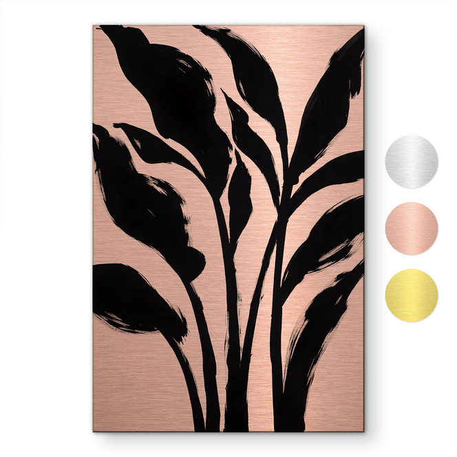 Alu-Dibond gebürstet mit Gold-, Silber- & Kupfereffekt - Botanische Pinselkunst - Bruzual