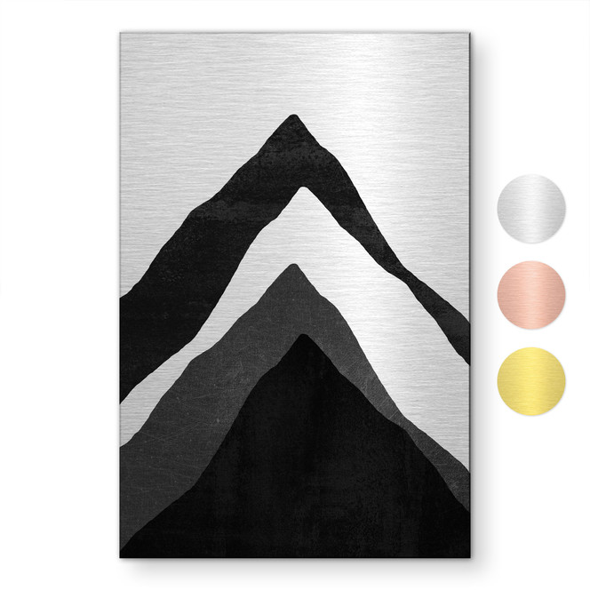 Alu-Dibond gebürstet mit Gold-, Silber- & Kupfereffekt - Vier Berge - Fredriksson