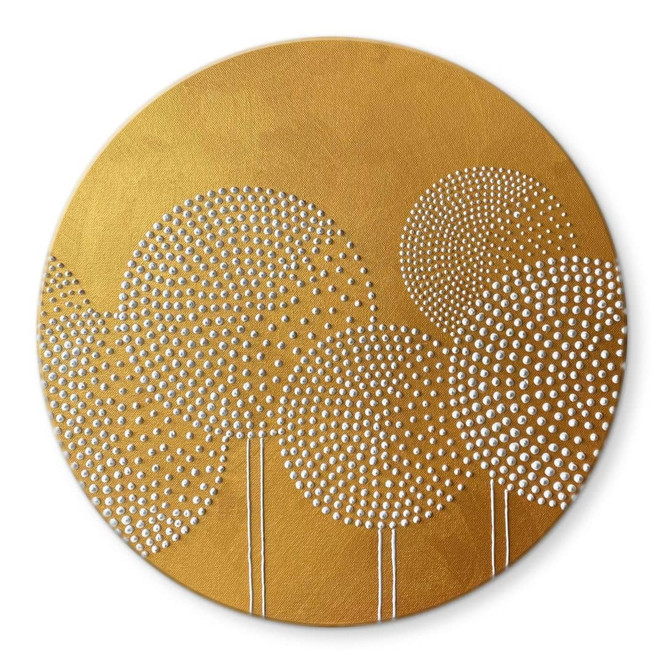 Glasbild Blumen aus weissen Perlen - Grande - Rund