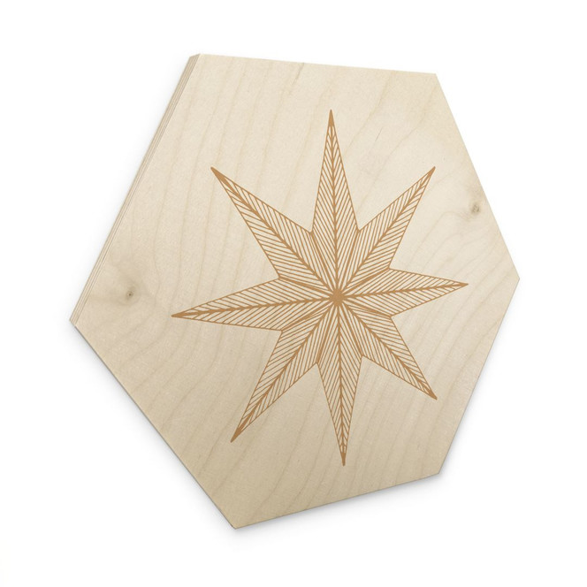 Hexagon Holzbild Geometrischer Goldstern - Magnusson