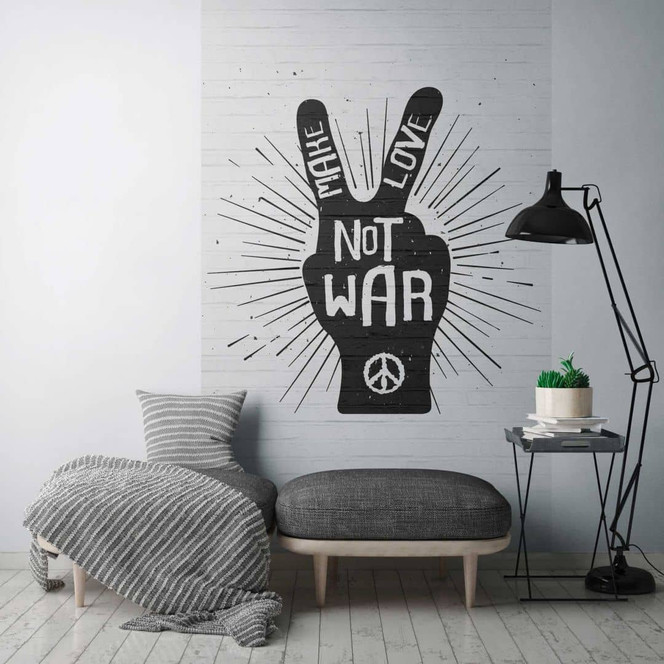Street Art Tapete 'Make Love Not War' - Fototapete Schwarz Weiss - moderne Vliestapete