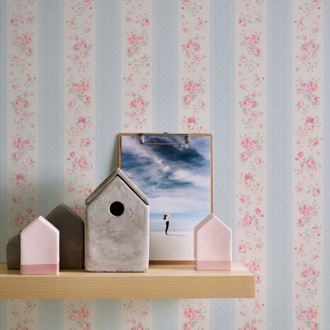 Tapete Floral blau weiss - Vliestapete Landhaus A.S. Création - matt und leicht strukturiert