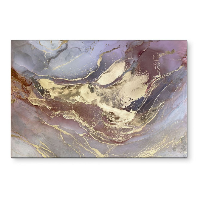 Wandbild Edle Strukturen in Gold und Violett - Shelest - Alu-Dibond