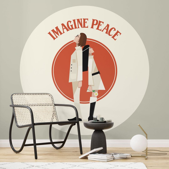 Fototapete Imagine Peace - Zwei für Frieden und Hoffnung - Retrodrome - Rund - Selbstklebend/Vlies