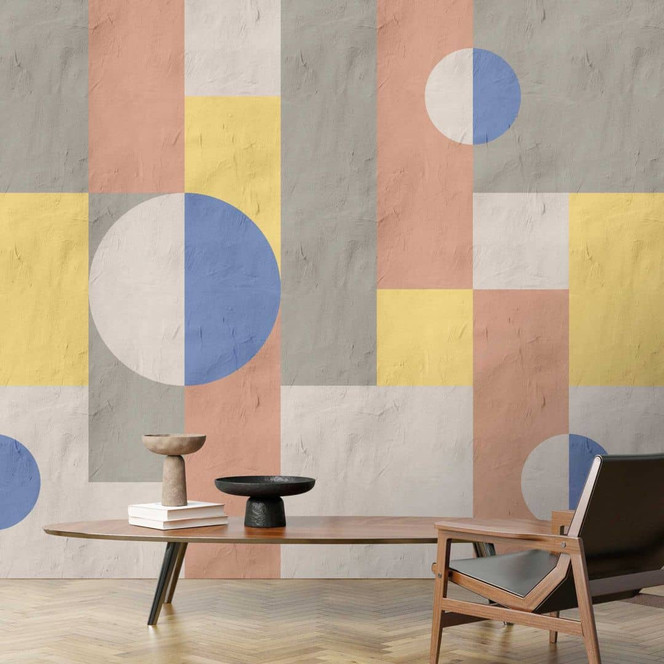 Geometrische Formen Tapete in Pastell - Modernes Vliesdesign
