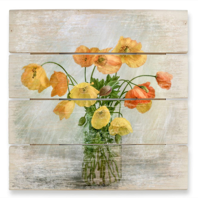 Holzbild Disher - Mohnblumen im Glas - 40 x 41.5 cm