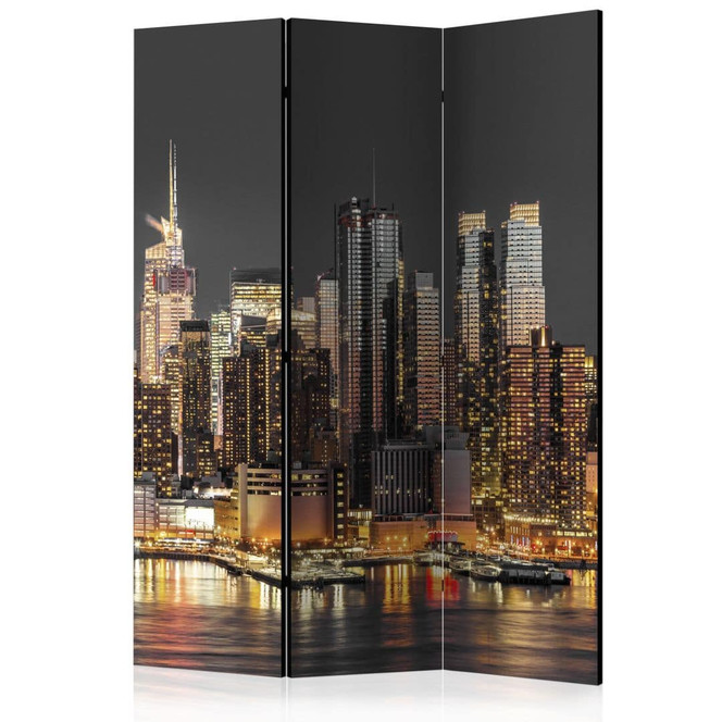 Paravent, Raumteiler freistehend, Trennwand - New York in der Dämmerung, 3-teilig - 135 x 172 cm