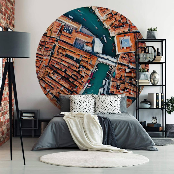 Fototapete Colombo - Venedig von oben - Rund - Selbstklebend/Vlies