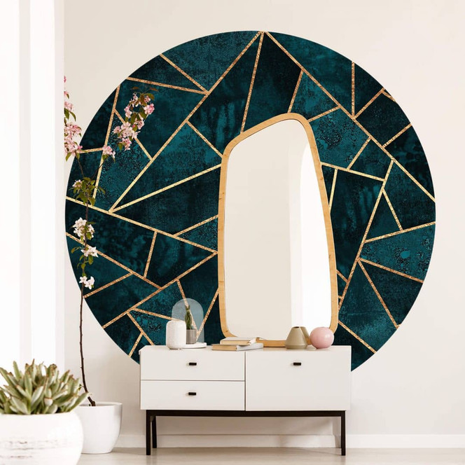 Fototapete Fredriksson - Blau-grüner Edelstein - Rund - Selbstklebend/Vlies