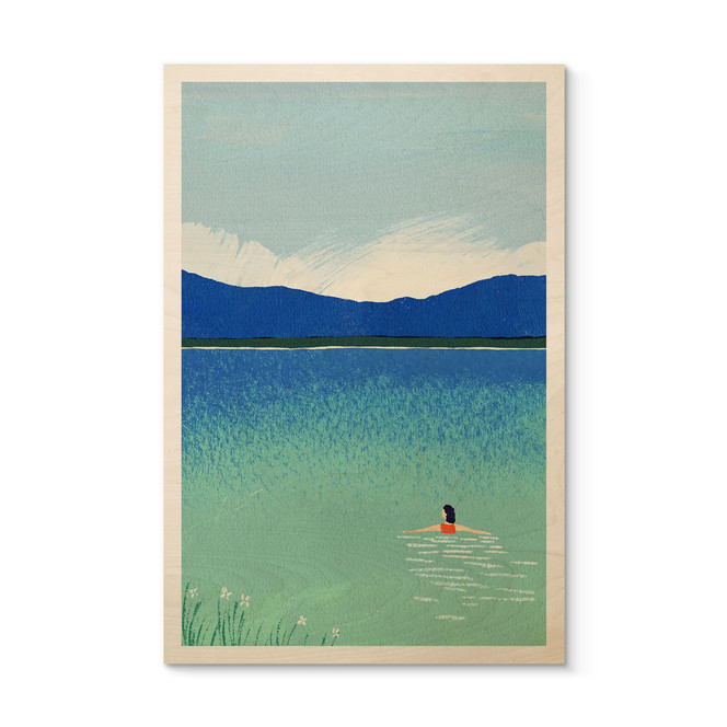 Holzbild Sommerbad im Bergsee - Rivers