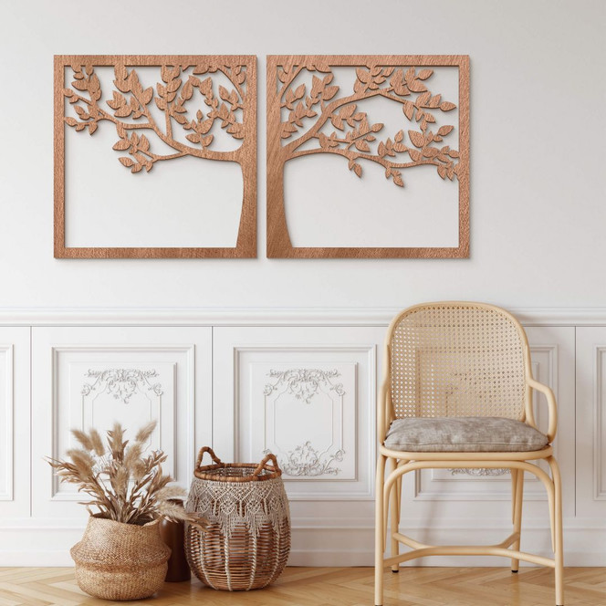 Holzkunst Mahagoni - Prachtvoller Baum (2-teilig)