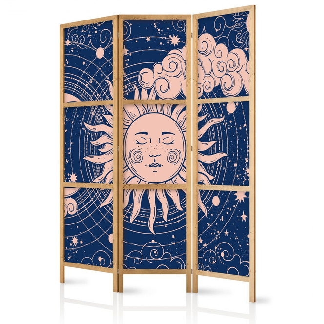Japanischer Paravent, Raumteiler freistehend, Trennwand - Cosmic Harmony