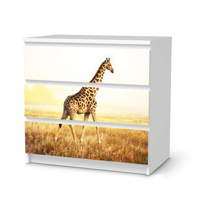 Klebefolie IKEA Malm Kommode 3 Schubladen - Savanna Giraffe- Bild 1