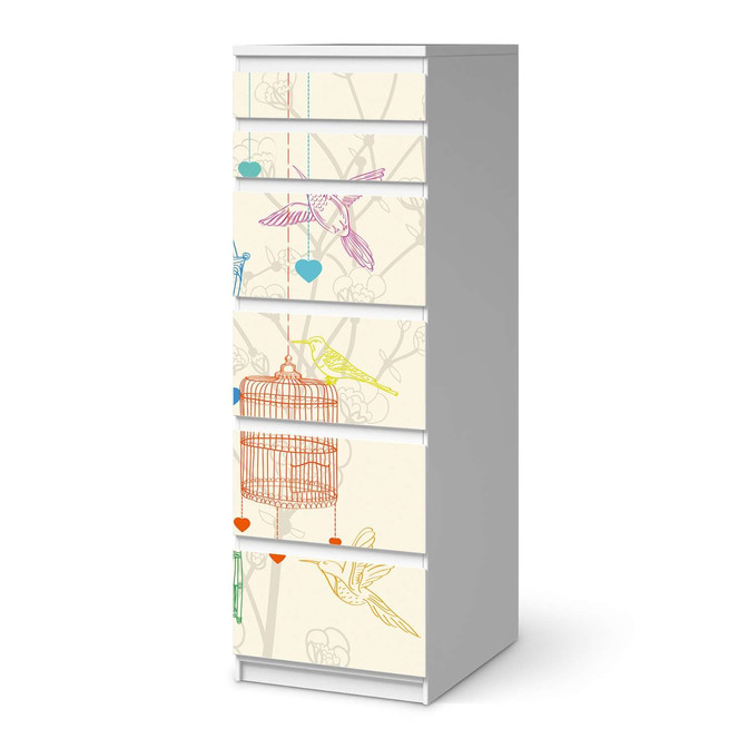 Klebefolie IKEA Malm Kommode 6 Schubladen (schmal) - Birdcage- Bild 1