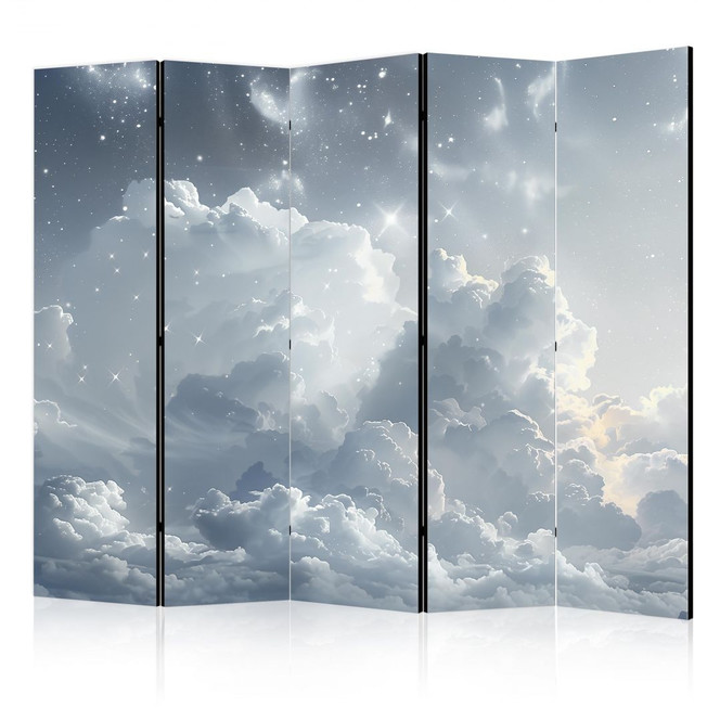 Paravent, Raumteiler freistehend, Trennwand - Astral Calm: Stars Scattered Above Gentle Clouds, 5-teilig - 225 x 172 cm