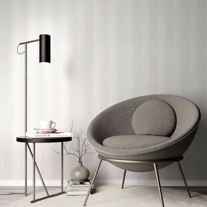 PVC-freie Vliestapete mit Streifen und Metallic-Effekt in weiss, silber