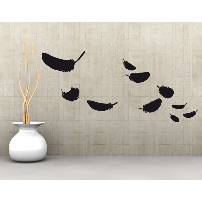 Wohnansicht - Wandtattoo Federn