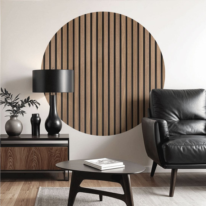 Wandtattoo Wandpaneele Holzoptik - Rund