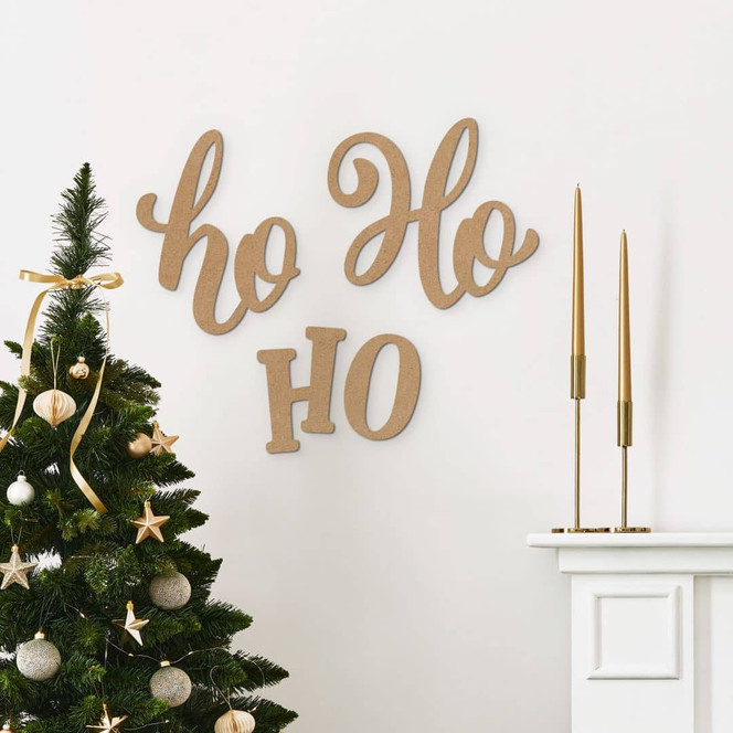 3D Schriftzug Weihnachten - Ho Ho Ho - MDF Natur