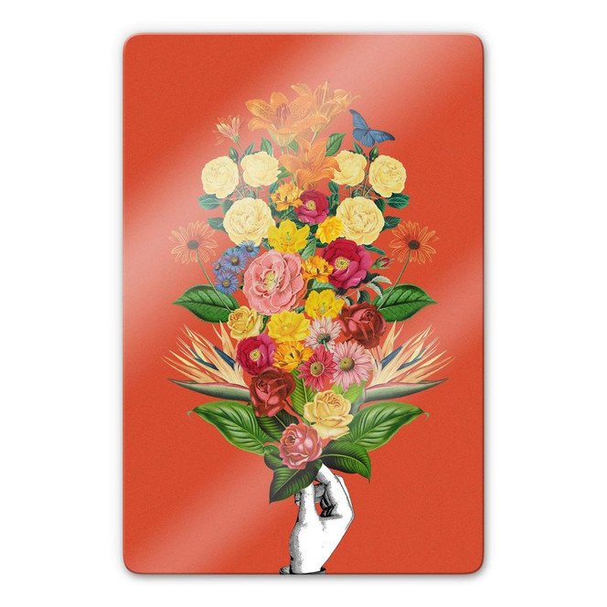 Glasbild Frida Floral Studio - Botanical Red