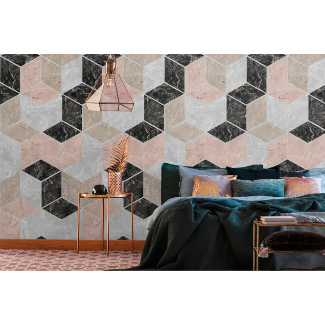 Fototapete mit Grafik grau beige - Vliestapete Kunst Livingwalls - matt und glatt