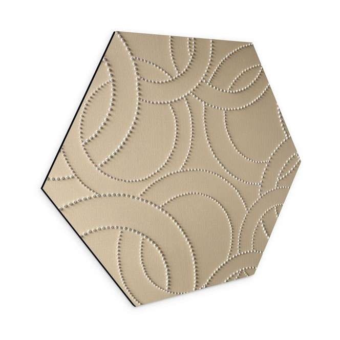 Hexagon Wandbild Abstrakte Ringe beige - Grande - Alu-Dibond