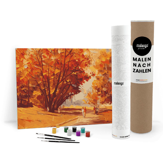 Malen nach Zahlen Leinwandbild - Herbst im Park