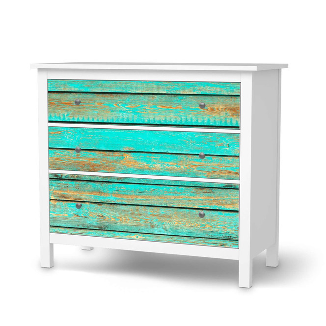 Möbelfolie IKEA Hemnes Kommode 3 Schubladen - Wooden Aqua- Bild 1