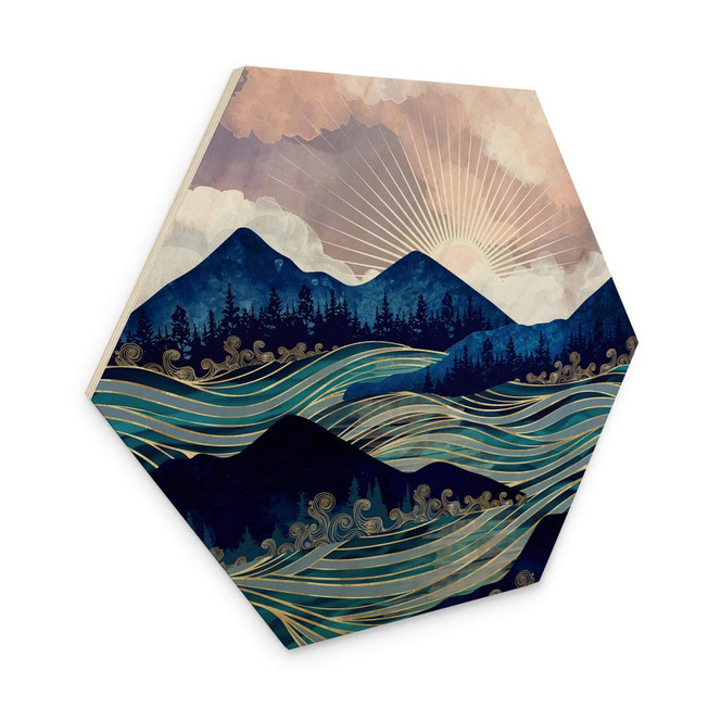 Hexagon Holzbild SpaceFrog Designs - Meerestreiben