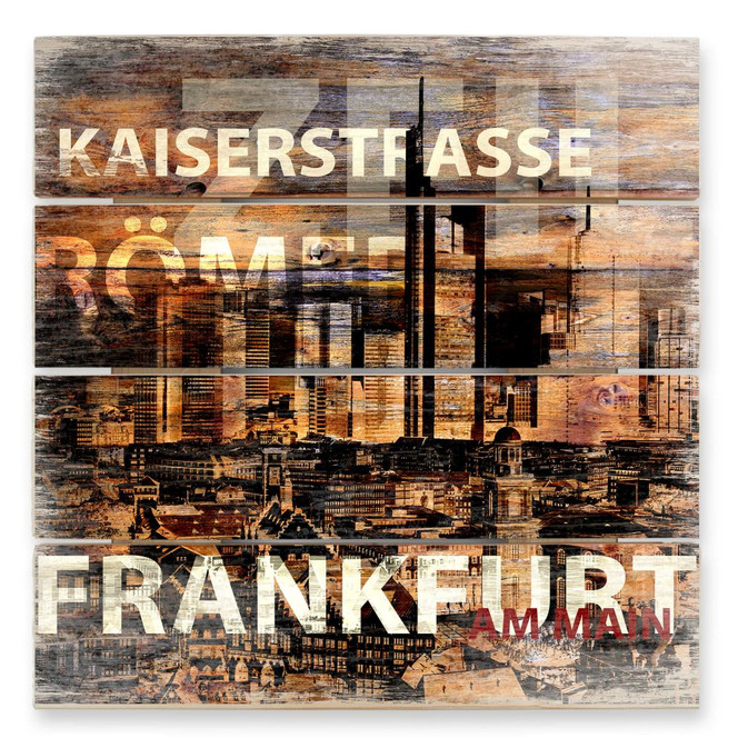 Holzbild Frankfurt Szenerie - 40 x 41.5 cm