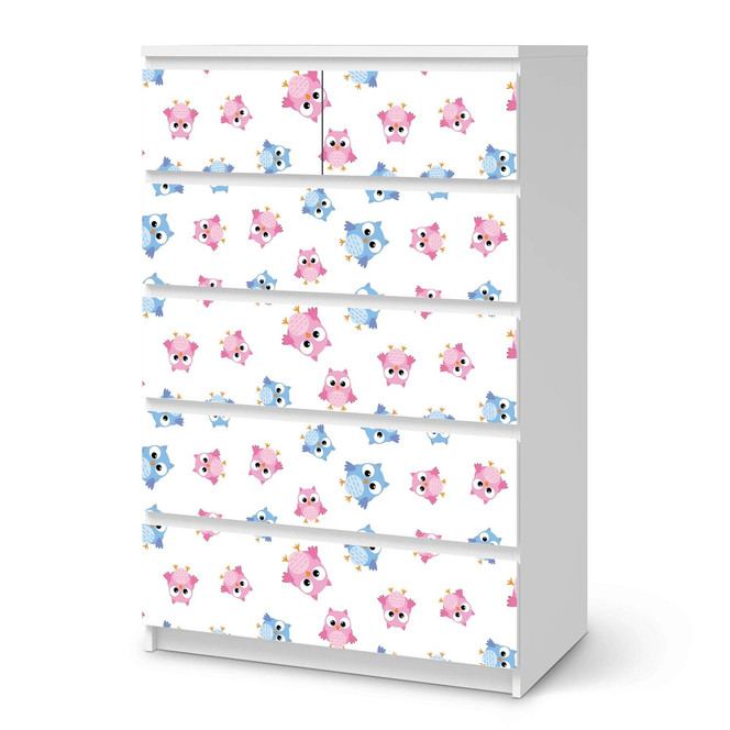 Möbel Klebefolie IKEA Malm Kommode 6 Schubladen (hoch) - Eulenparty- Bild 1