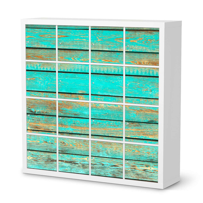 Möbelfolie IKEA Expedit Regal 16 Türen - Wooden Aqua- Bild 1