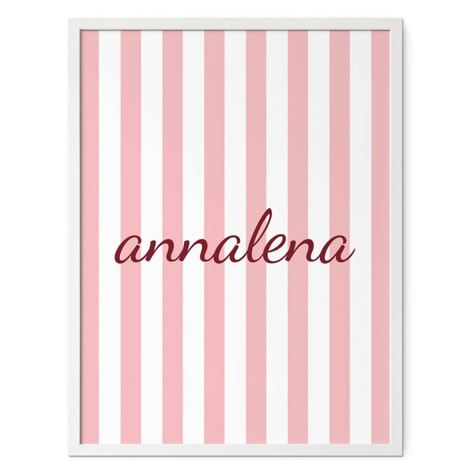 Personalisierbares Poster Streifen rosa