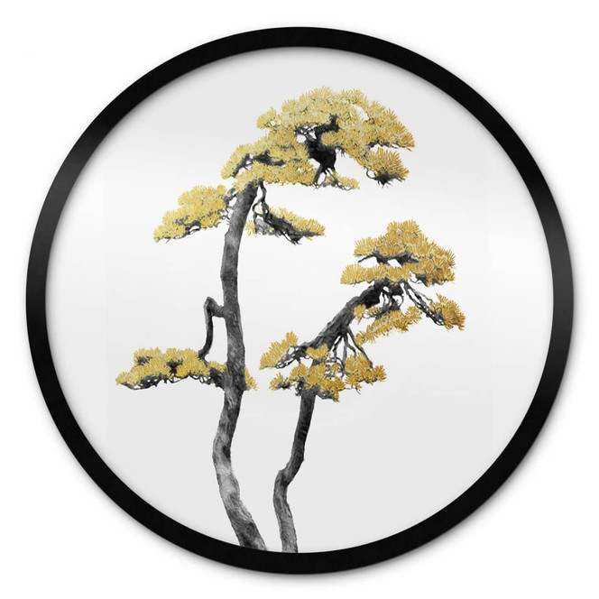 Poster Blühender Bonsai - Pflanzenposter Rund - Amini