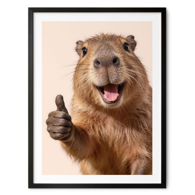 Poster Happy Capybara mit Daumen hoch