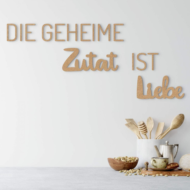 Spruch Deko - Die geheime Zutat ist Liebe - MDF Natur