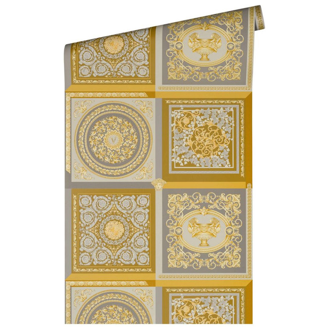 Versace Home Vliestapete Barock Gold Silber Muster Designer Luxus Tapete