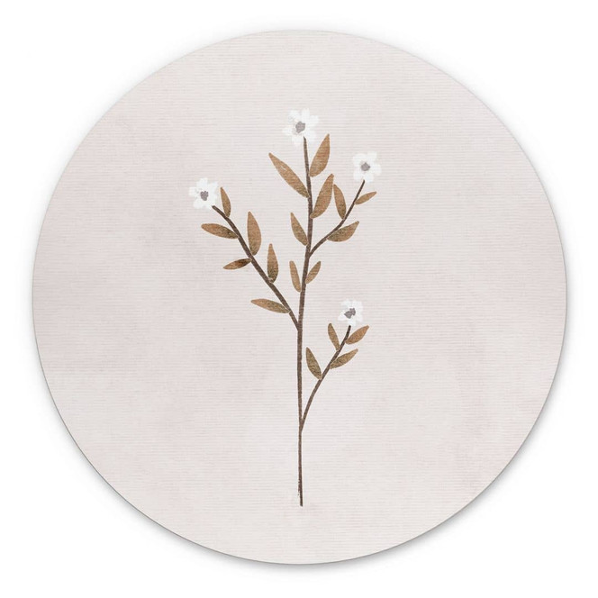 Wandbild Blumen Illustration - Vergissmeinnicht - Goed Blauw - Alu-Dibond Rund