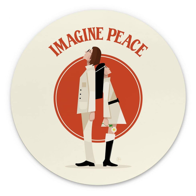 Wandbild Imagine Peace - Zwei für Frieden und Hoffnung - Retrodrome - Alu-Dibond Rund