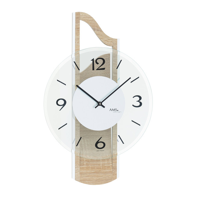 Wanduhr Holzgehäuse 3D Sonoma mit Aluminium-Auflage