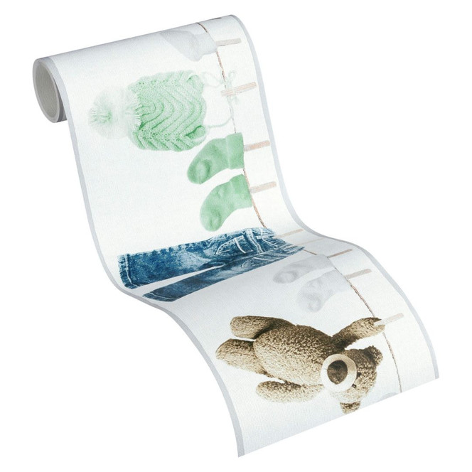 A.S. Création Bordüre Little Stars creme, grün, weiss