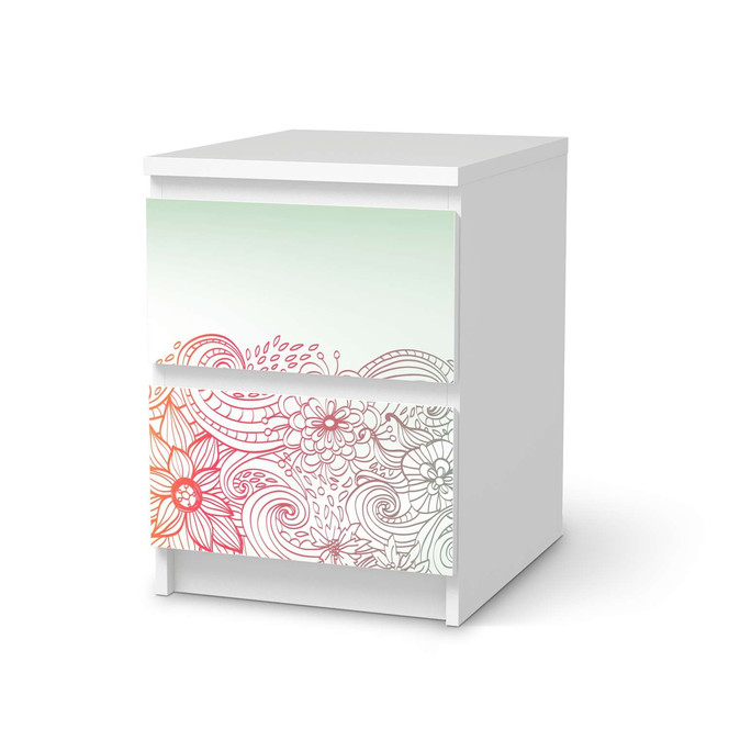 Möbelfolie IKEA Malm Kommode 2 Schubladen - Floral Doodle- Bild 1
