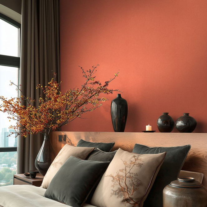 Vliestapete Uni Strukturtapete Rot Orange Unis Wohnzimmer Schlafzimmer Flur Küche Esszimmer