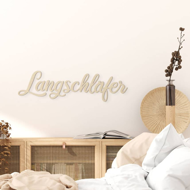 3D Schriftzug Langschläfer - Wanddeko aus Pappelholz
