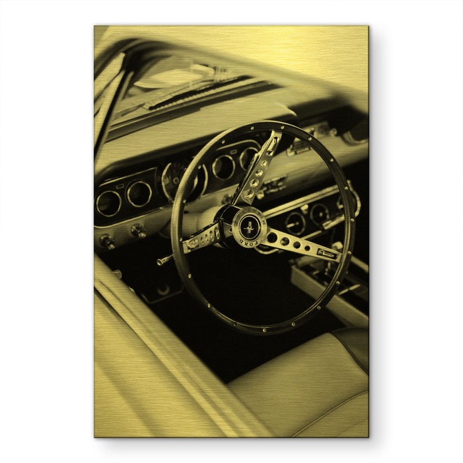 Alu-Dibond gebürstet mit Goldeffekt - Oldtimer Cockpit - Young