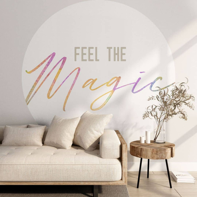 Fototapete Wandspruch - Feel the magic - Rund - Selbstklebend/Vlies