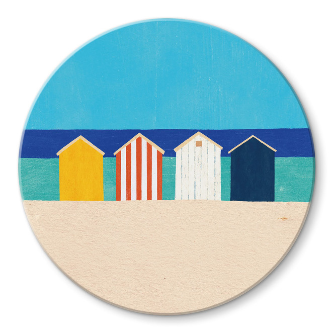 Glasbild Strandhäuser am Meer - Rivers - Rund