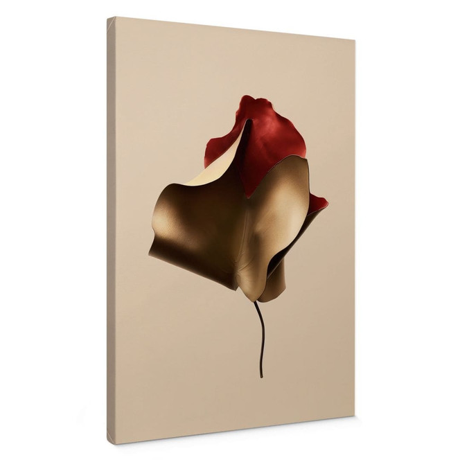 Leinwandbild Elegantes Blatt in Gold und Rot - Alma