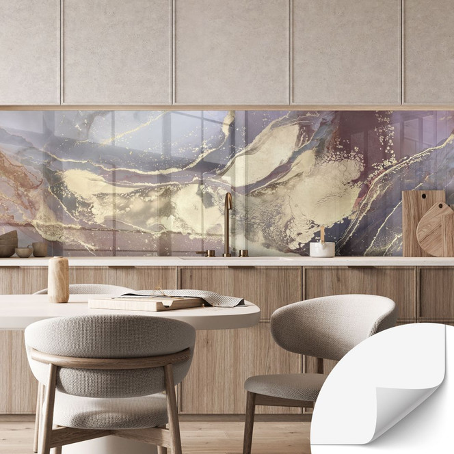 Selbstklebende Küchenrückwand Edle Strukturen in Gold und Violett - Shelest