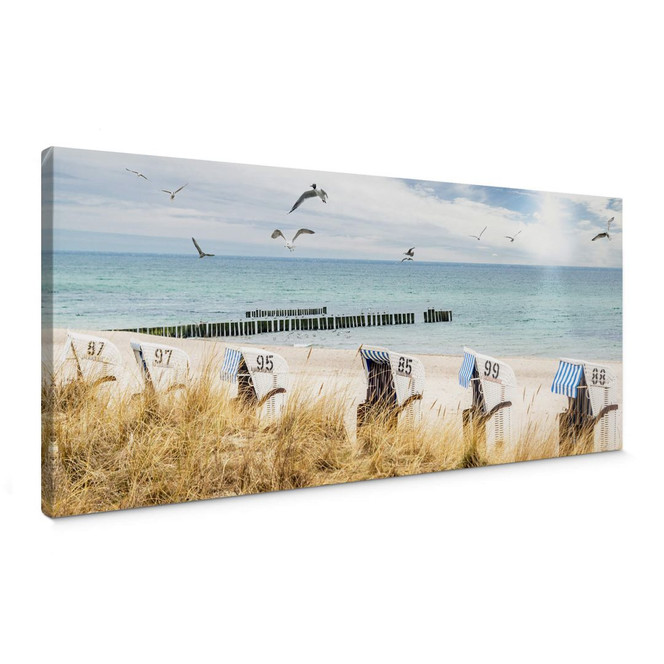 Leinwandbild Strandkörbe an der Ostsee